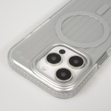 Coque iPhone 16 Pro - Puloka MagSafe &eacute;l&eacute;gante minimaliste et douce en silicone souple - Argent