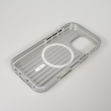 Coque iPhone 16 Pro - Puloka MagSafe &eacute;l&eacute;gante minimaliste et douce en silicone souple - Argent