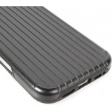 iPhone 16 Pro Case H&uuml;lle - Harte Kunststoff-H&uuml;lle mit Silikonverst&auml;rkungen stossfeste strukturierte Design-Schutzh&uuml;lle - Schwarz