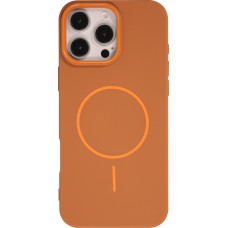 Coque iPhone 16 Pro - Silicone MagSafe Souple Halo Light - Brun