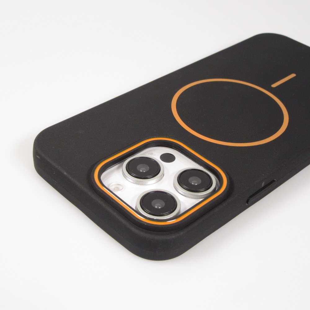 Coque iPhone 16 Pro - Silicone MagSafe Souple Halo Light - Noir
