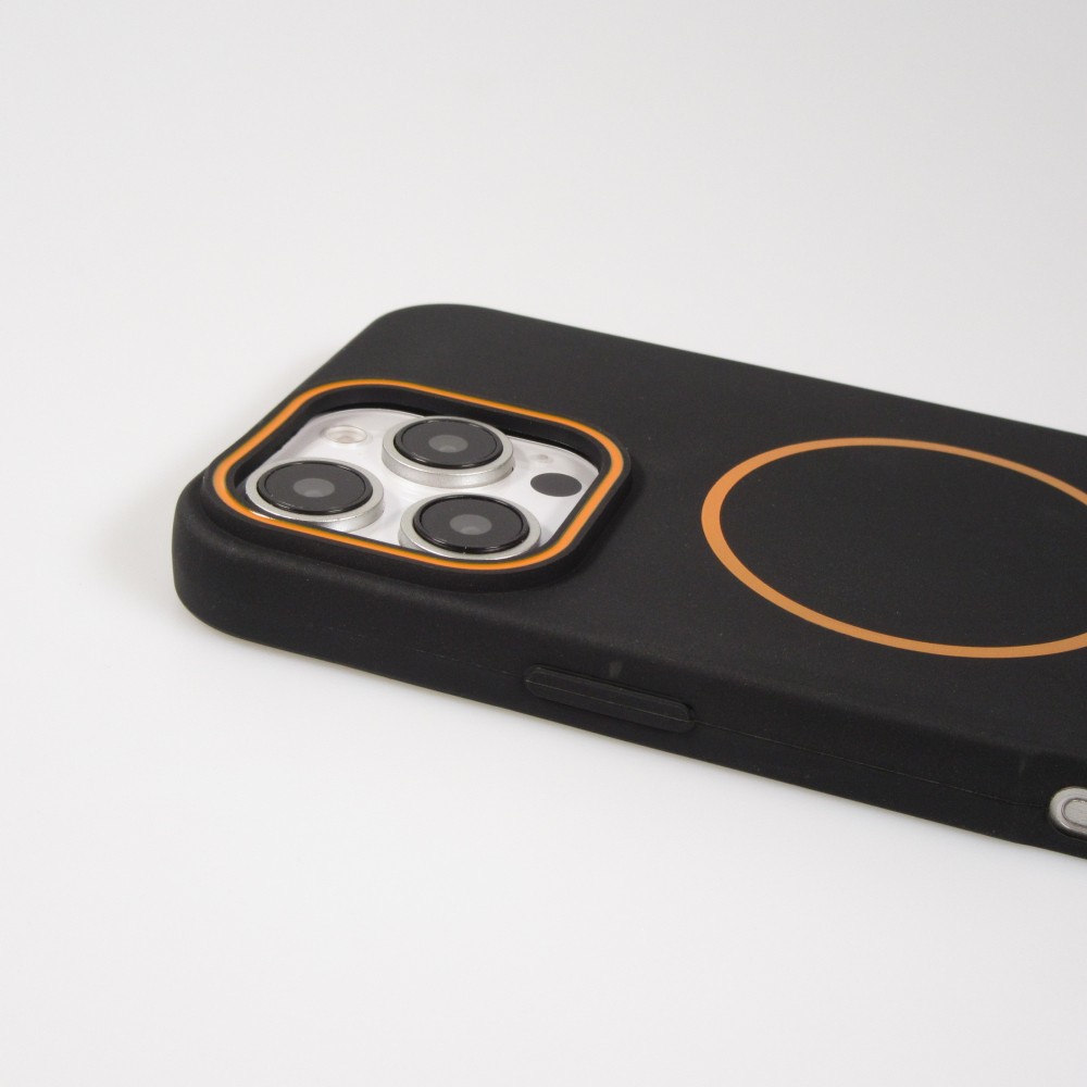 Coque iPhone 16 Pro - Silicone MagSafe Souple Halo Light - Noir