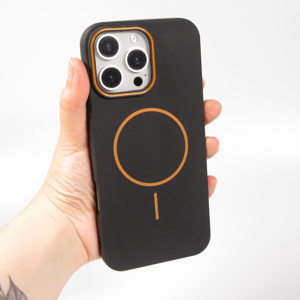 Coque iPhone 16 Pro - Silicone MagSafe Souple Halo Light - Noir