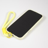 Coque iPhone 16 Pro - Silicone Soft Touch MagSafe avec vagues et lanière - Jaune