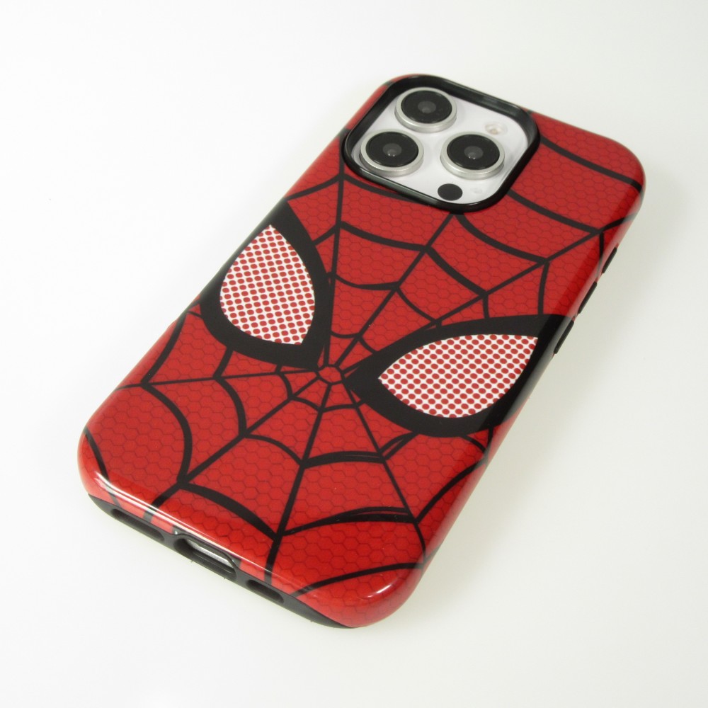Coque iPhone 16 Pro - Spiderman design avec protection int&eacute;rieure et r&eacute;sistante - Rouge