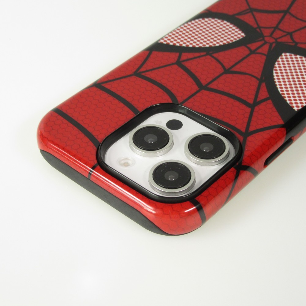 Coque iPhone 16 Pro - Spiderman design avec protection int&eacute;rieure et r&eacute;sistante - Rouge