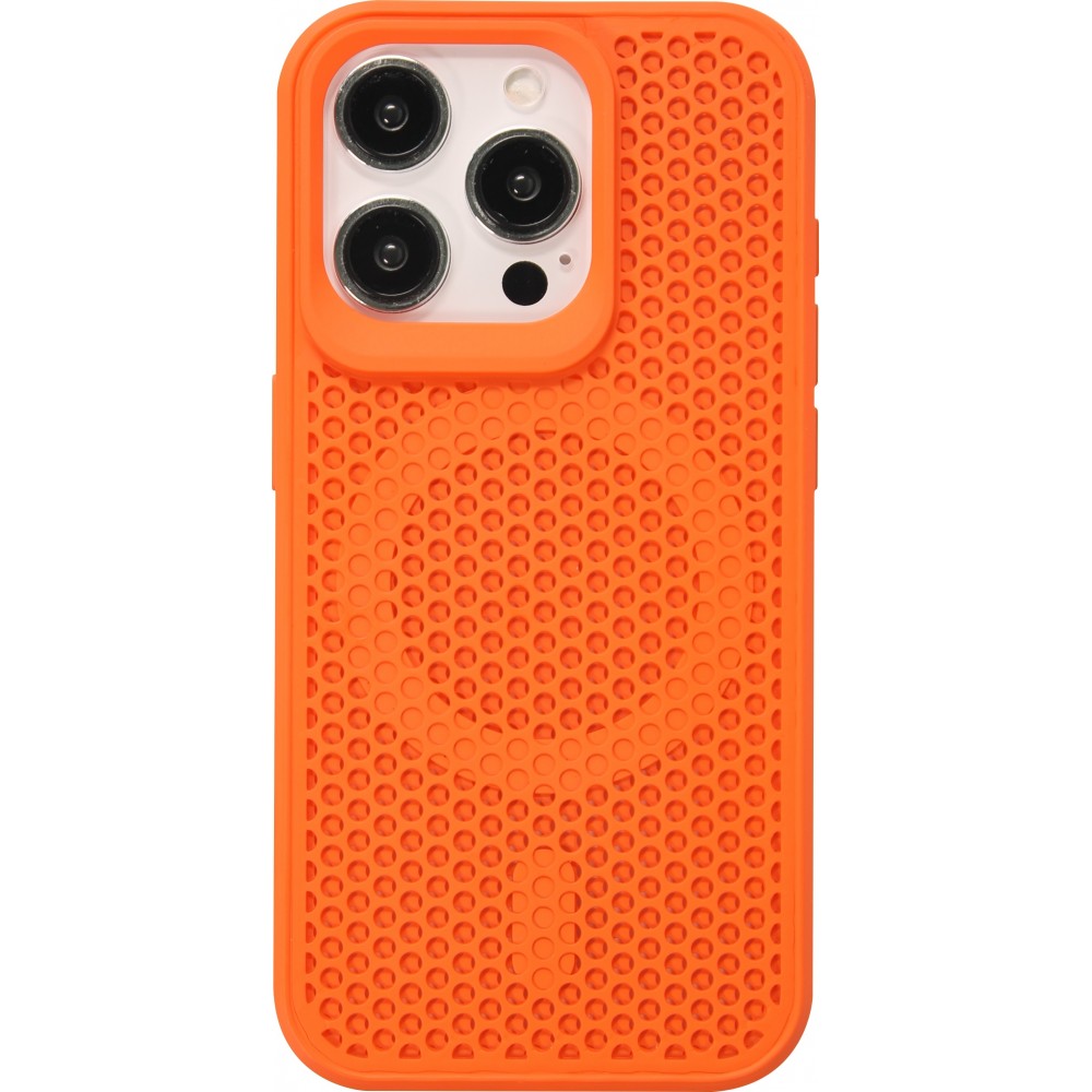 iPhone 15 Pro Case Hülle - Ultra-leicht und luftig mit MagSafe-kompatiblem Gitterdesign - Orange