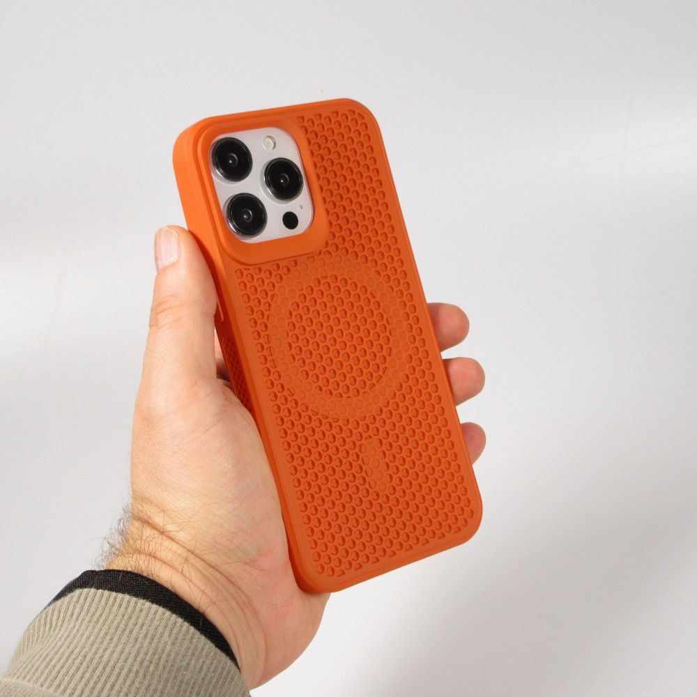 iPhone 15 Pro Case Hülle - Ultra-leicht und luftig mit MagSafe-kompatiblem Gitterdesign - Orange