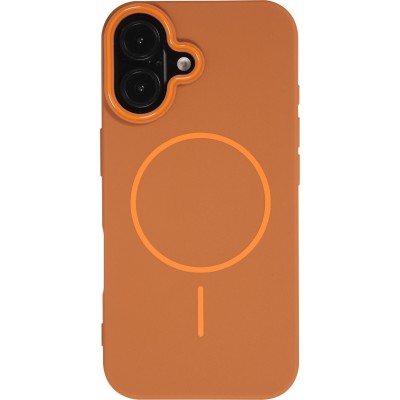 iPhone 16 Case Hülle - Silicone MagSafe Flexibel Halo Licht - Braun