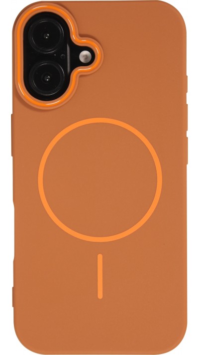 iPhone 16 Case Hülle - Silicone MagSafe Flexibel Halo Licht - Braun