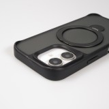Coque iPhone 16 - Transparente minimaliste avec anneau rotatif et bords renforcés  - Noir