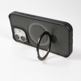 Coque iPhone 16 - Transparente minimaliste avec anneau rotatif et bords renforcés  - Noir