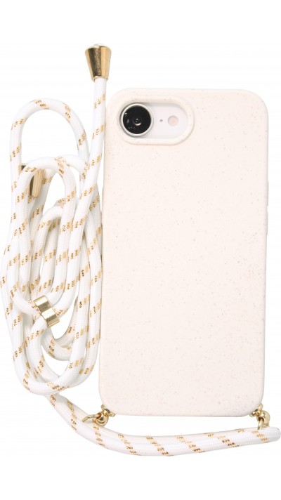 Coque iPhone 16e - Bio Eco-Friendly nature avec cordon collier - Blanc