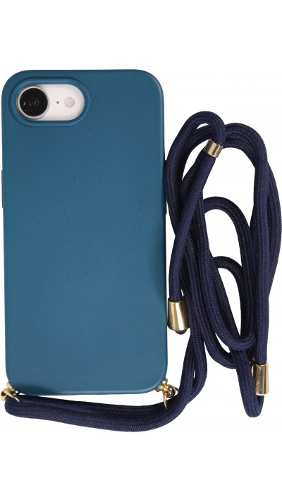 Coque iPhone 16e - Bio Eco-Friendly nature avec cordon collier - Bleu