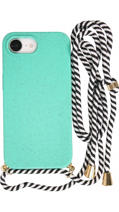 Coque iPhone 16e - Bio Eco-Friendly nature avec cordon collier - Turquoise