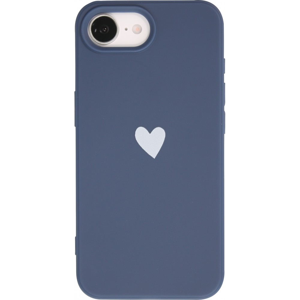 Hülle iPhone 16e - Gummi Herz blau