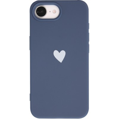 Hülle iPhone 17e / 16e - Gummi Herz blau
