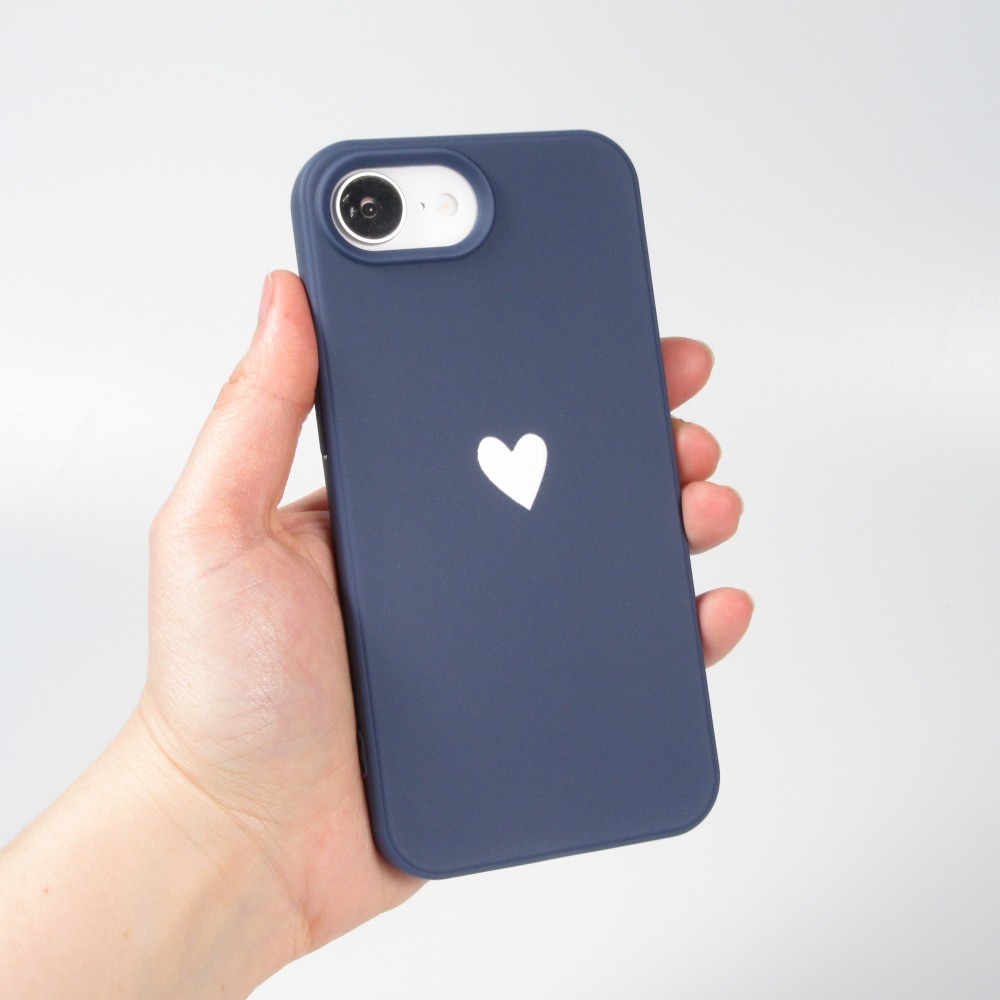 Hülle iPhone 16e - Gummi Herz blau