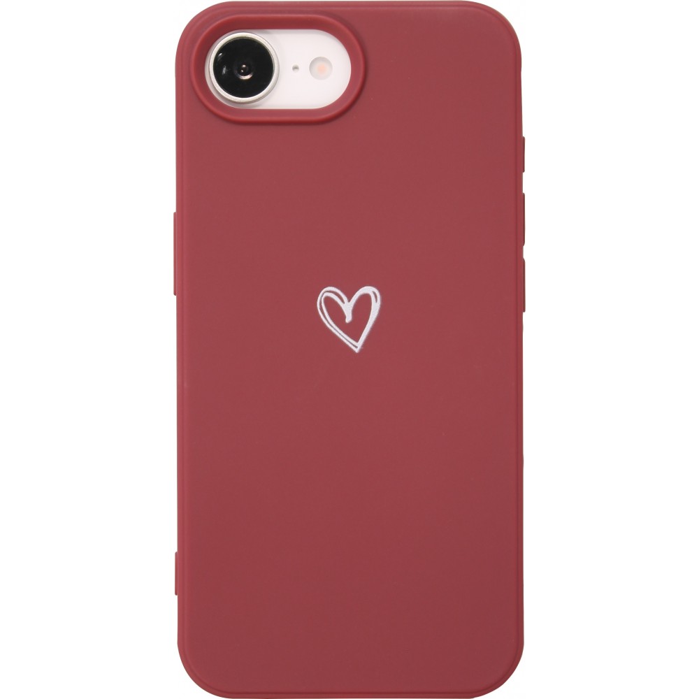 Hülle iPhone 16e - Gummi Herz - Rot