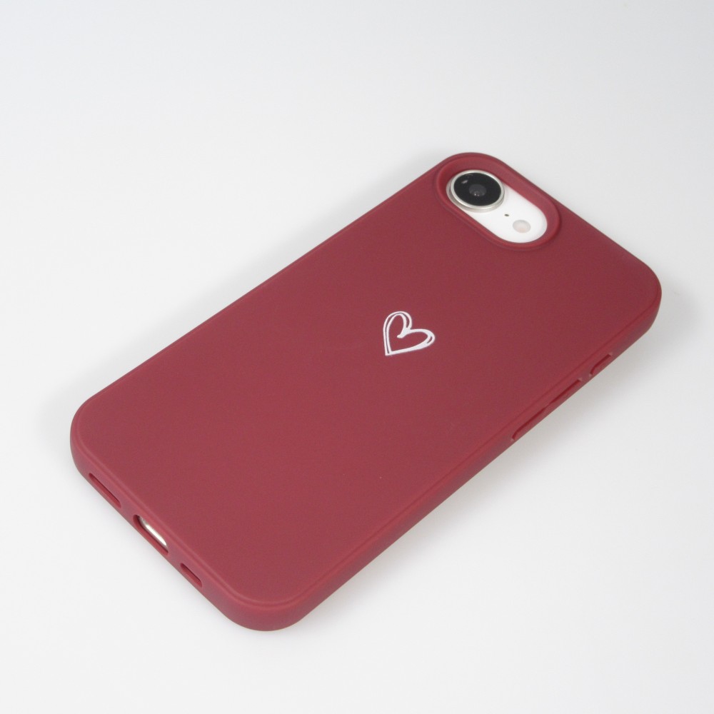 Hülle iPhone 16e - Gummi Herz - Rot