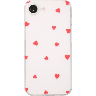 Coque iPhone 17e / 16e - Gel petit coeur transparent - Rouge