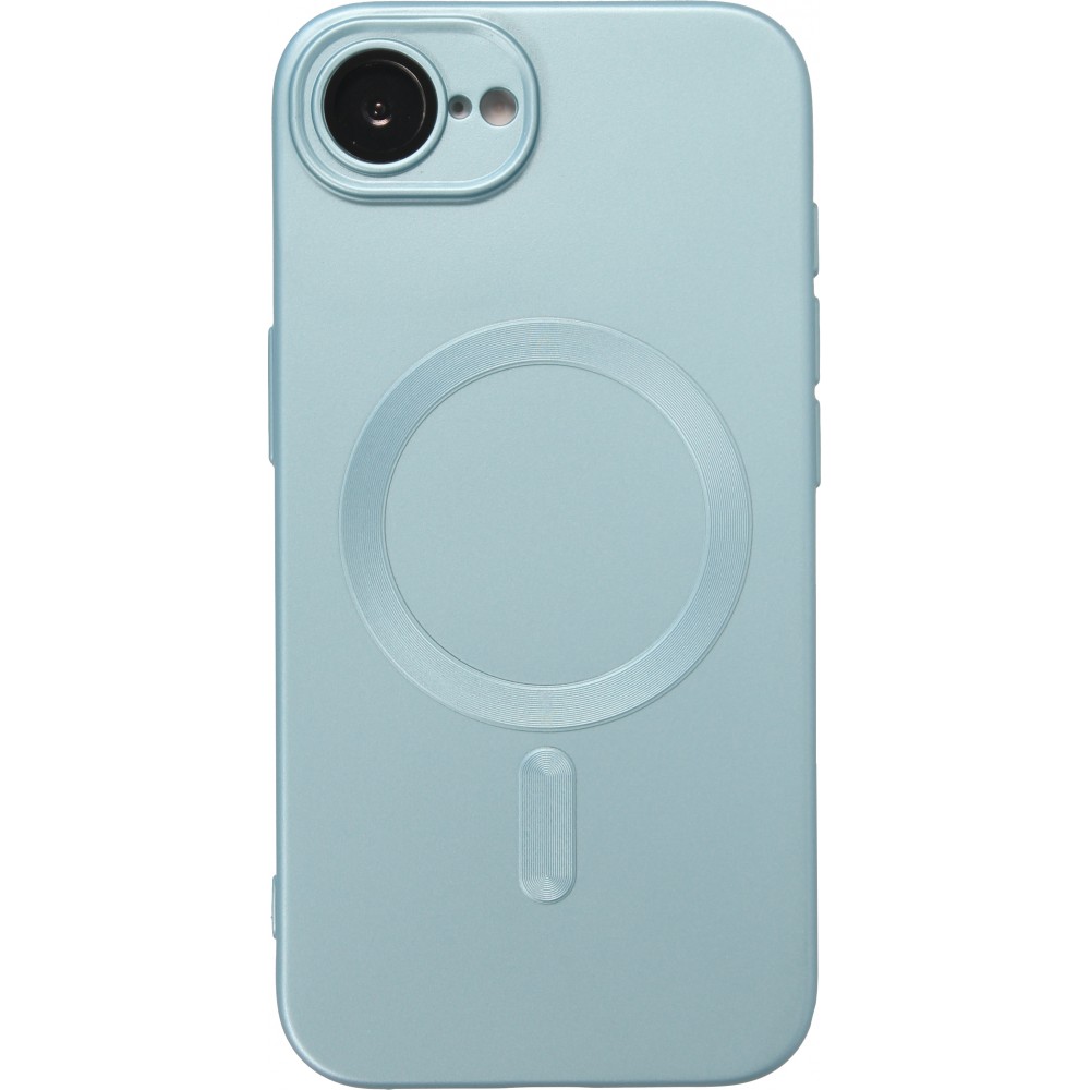 iPhone 16e Case Hülle - Gummi weich mit Kameraschutzglas MagSafe - Blau