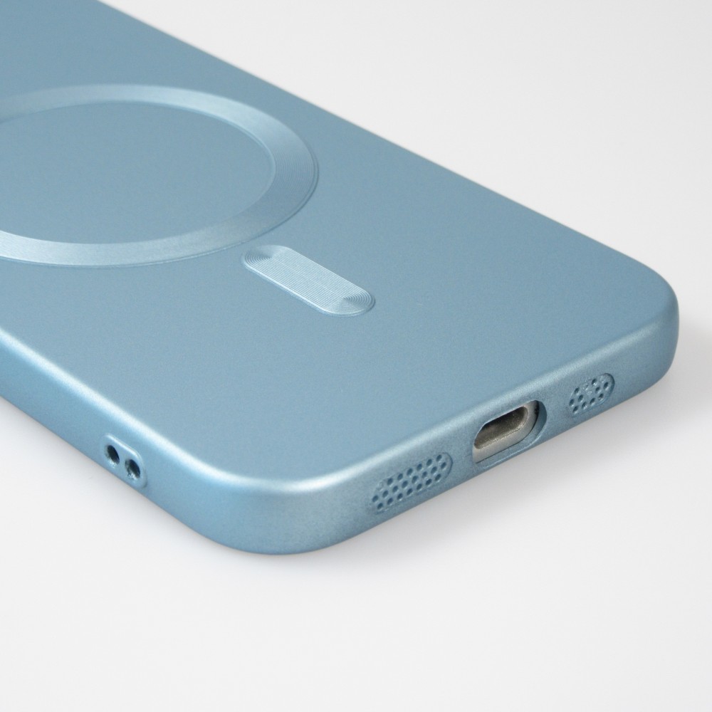iPhone 16e Case Hülle - Gummi weich mit Kameraschutzglas MagSafe - Blau