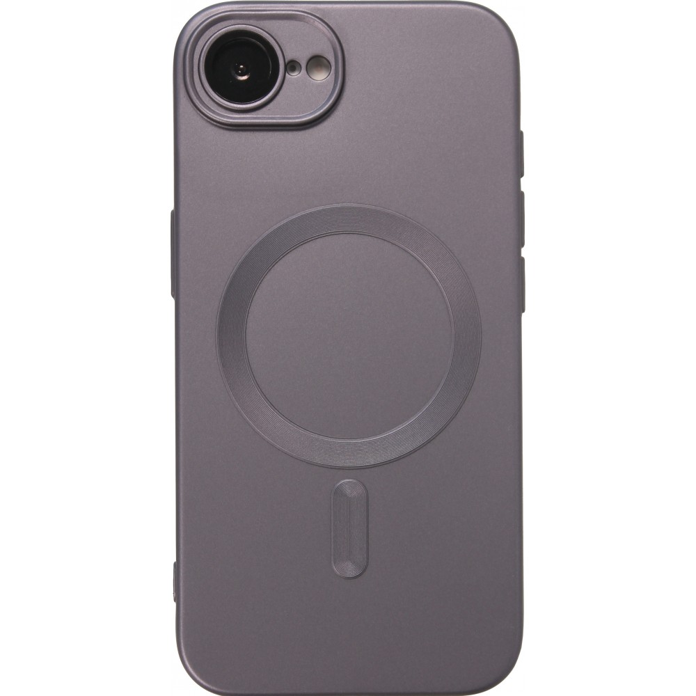 Coque iPhone 16e - Gel souple avec vitre de protection caméra MagSafe - Gris foncé