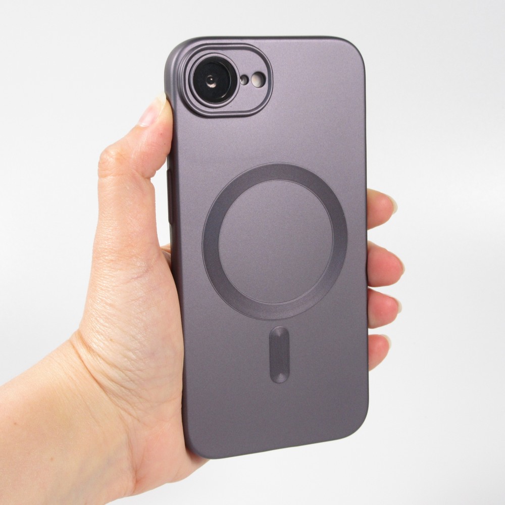 Coque iPhone 16e - Gel souple avec vitre de protection caméra MagSafe - Gris foncé