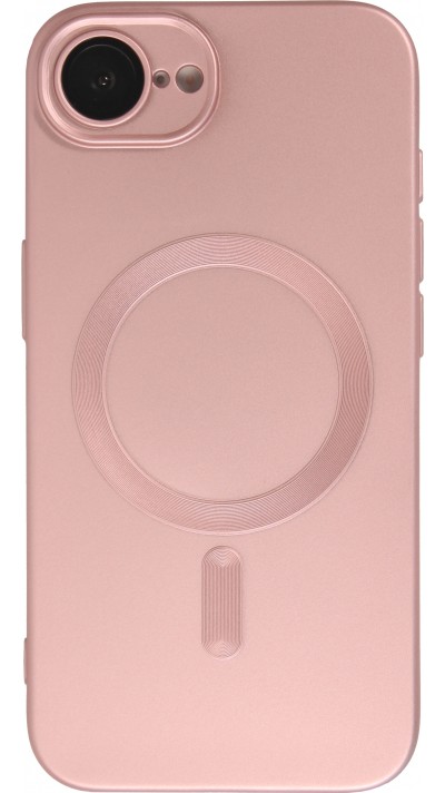 iPhone 16e Case Hülle - Gummi weich mit Kameraschutzglas MagSafe - Rosa