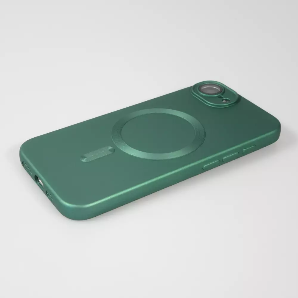 Coque iPhone 16e - Gel souple avec vitre de protection cam&eacute;ra MagSafe - Vert