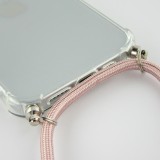 Hülle iPhone 16e - Gummi transparent mit Seil rosa - Gold