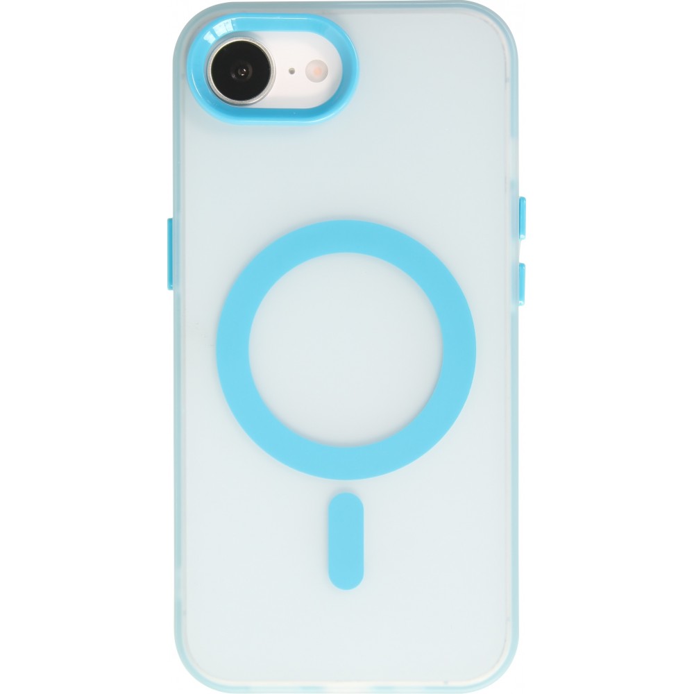Coque iPhone 16e - Jelly Color semi-transparent avec MagSafe - Bleu