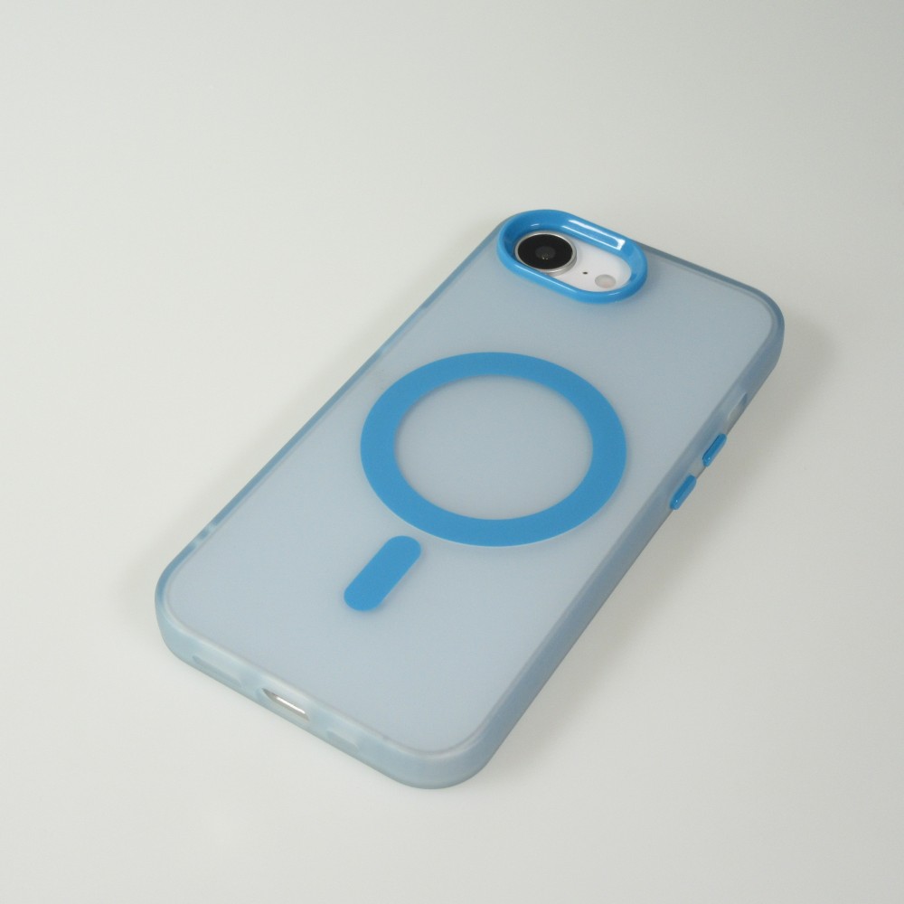 Coque iPhone 16e - Jelly Color semi-transparent avec MagSafe - Bleu
