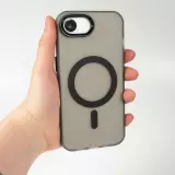 iPhone 16e Case Hülle - Jelly Color Semi-transparent mit MagSafe - Orange - Schwarz