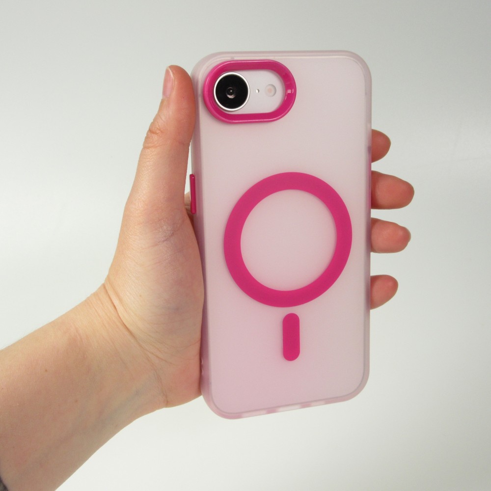 Coque iPhone 16e - Jelly Color semi-transparent avec MagSafe - Rose