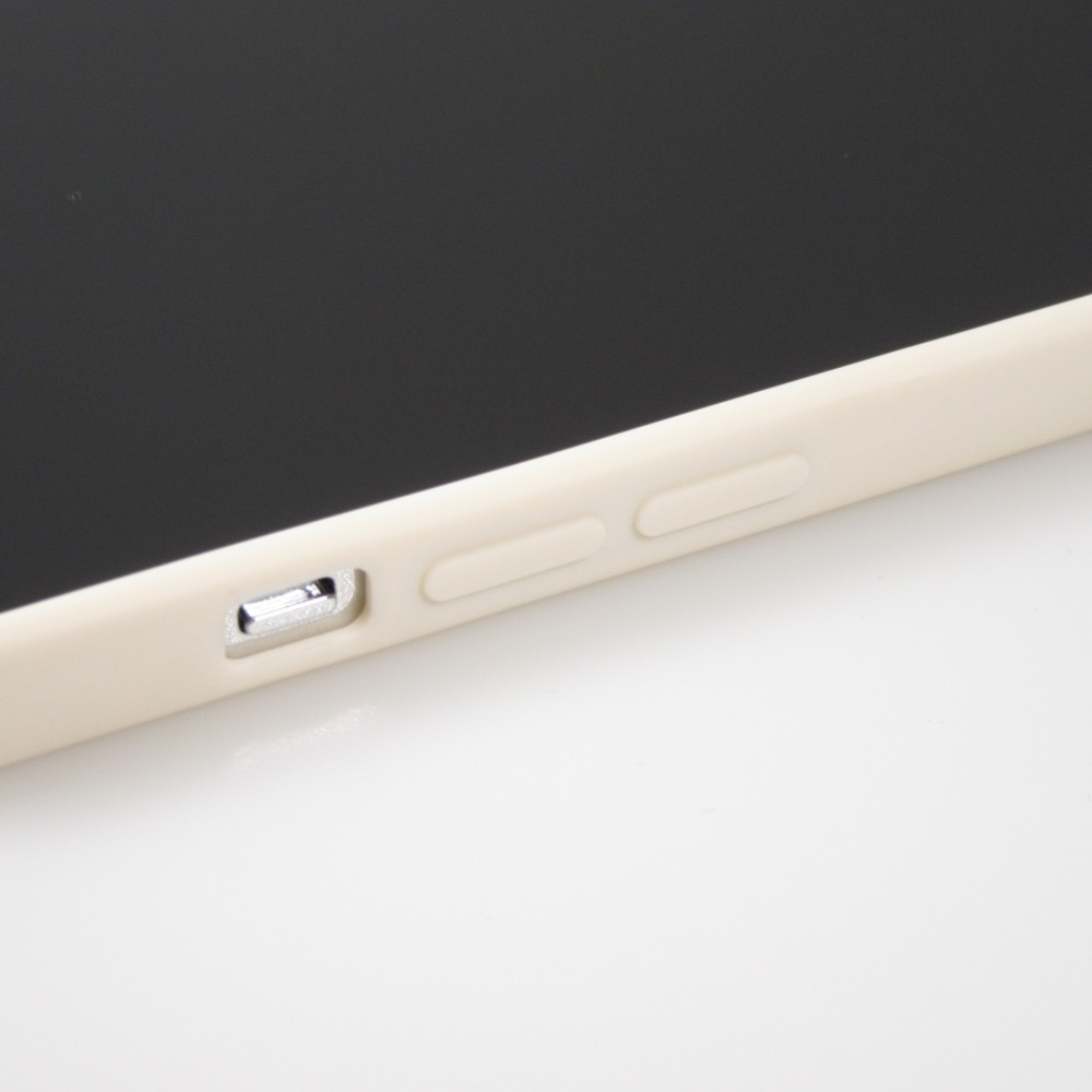 Coque iPhone 16e - Silicone Mat Coeur doré - Beige