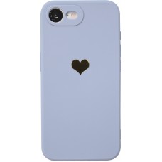 Coque iPhone 16e - Silicone Mat Coeur doré - Bleu