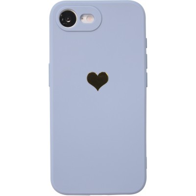 Coque iPhone 16e - Silicone Mat Coeur doré - Bleu