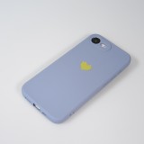 Coque iPhone 16e - Silicone Mat Coeur doré - Bleu