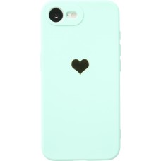 iPhone 16e Case Hülle - Silikon Mat Herz gold - Türkis