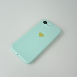 iPhone 16e Case Hülle - Silikon Mat Herz gold - Türkis