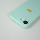 iPhone 16e Case Hülle - Silikon Mat Herz gold - Türkis