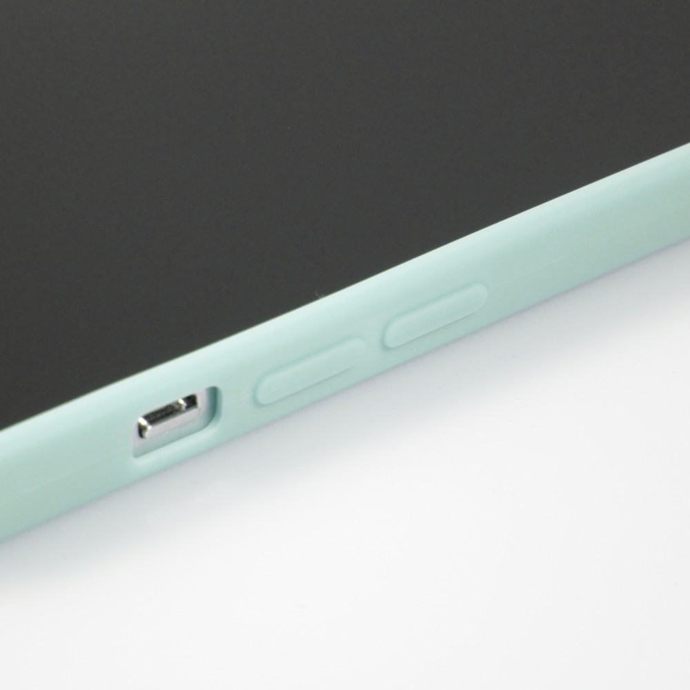 iPhone 16e Case Hülle - Silikon Mat Herz gold - Türkis