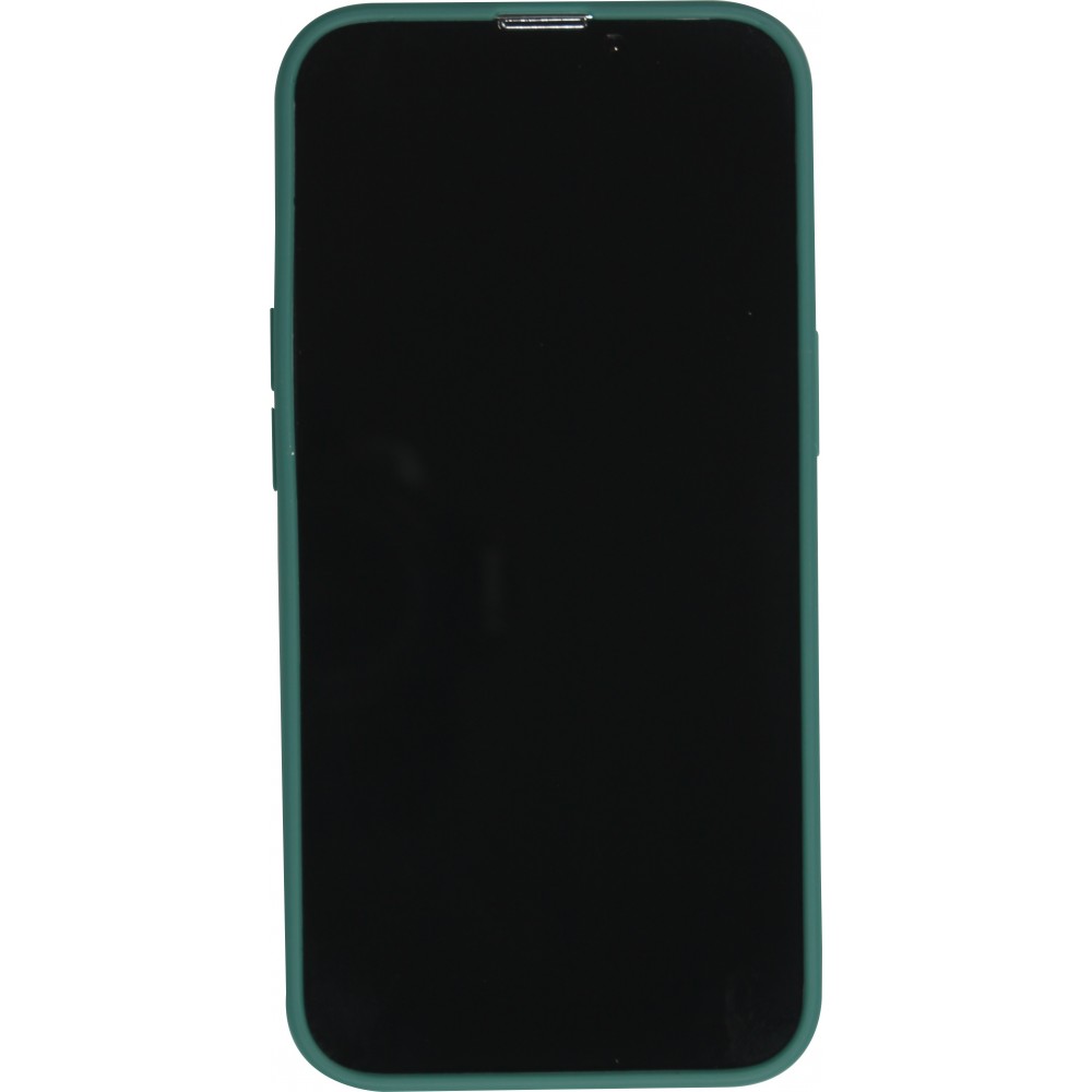 Coque iPhone 16e - Silicone Mat Coeur doré - Vert foncé