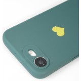 Coque iPhone 16e - Silicone Mat Coeur doré - Vert foncé