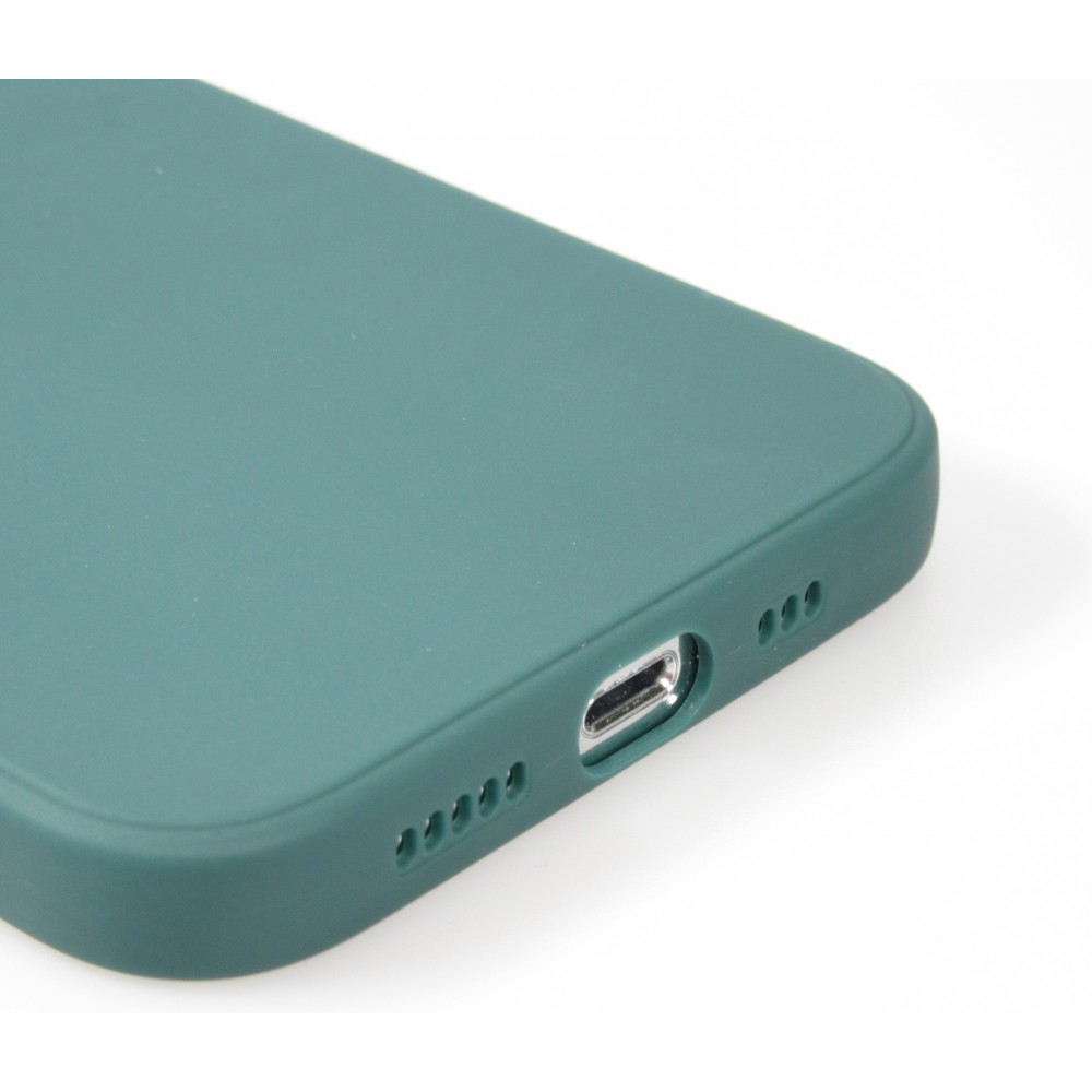 Coque iPhone 16e - Silicone Mat Coeur doré - Vert foncé