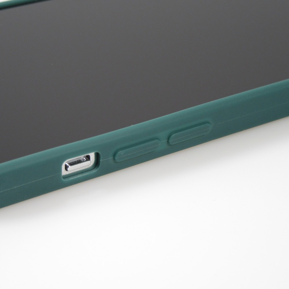 Coque iPhone 16e - Silicone Mat Coeur doré - Vert foncé