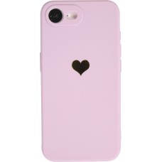 iPhone 16e Case Hülle - Silikon Mat Herz gold - Violett