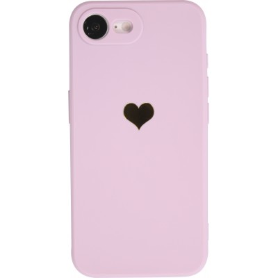 iPhone 16e Case Hülle - Silikon Mat Herz gold - Violett
